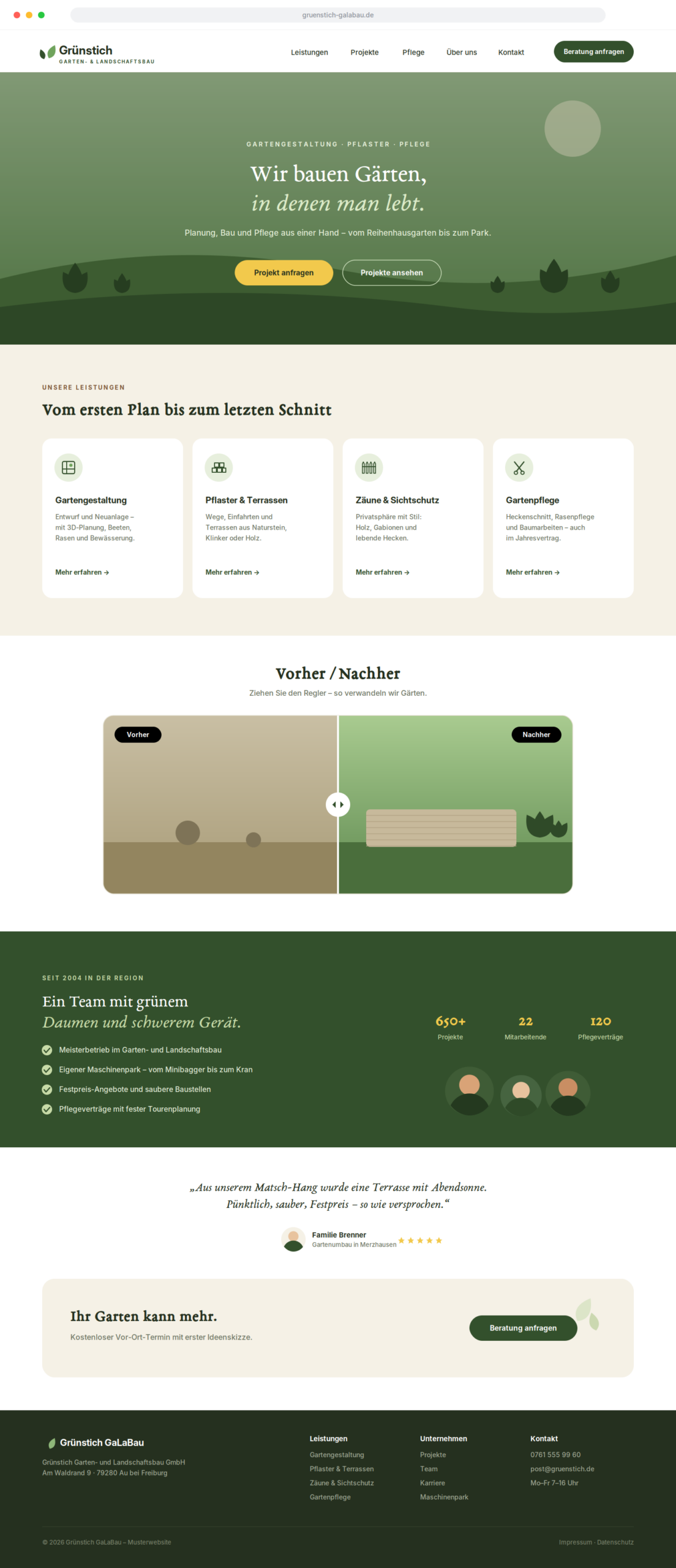 Garten-Landschaftsbau-Musterwebsite-Screenshot