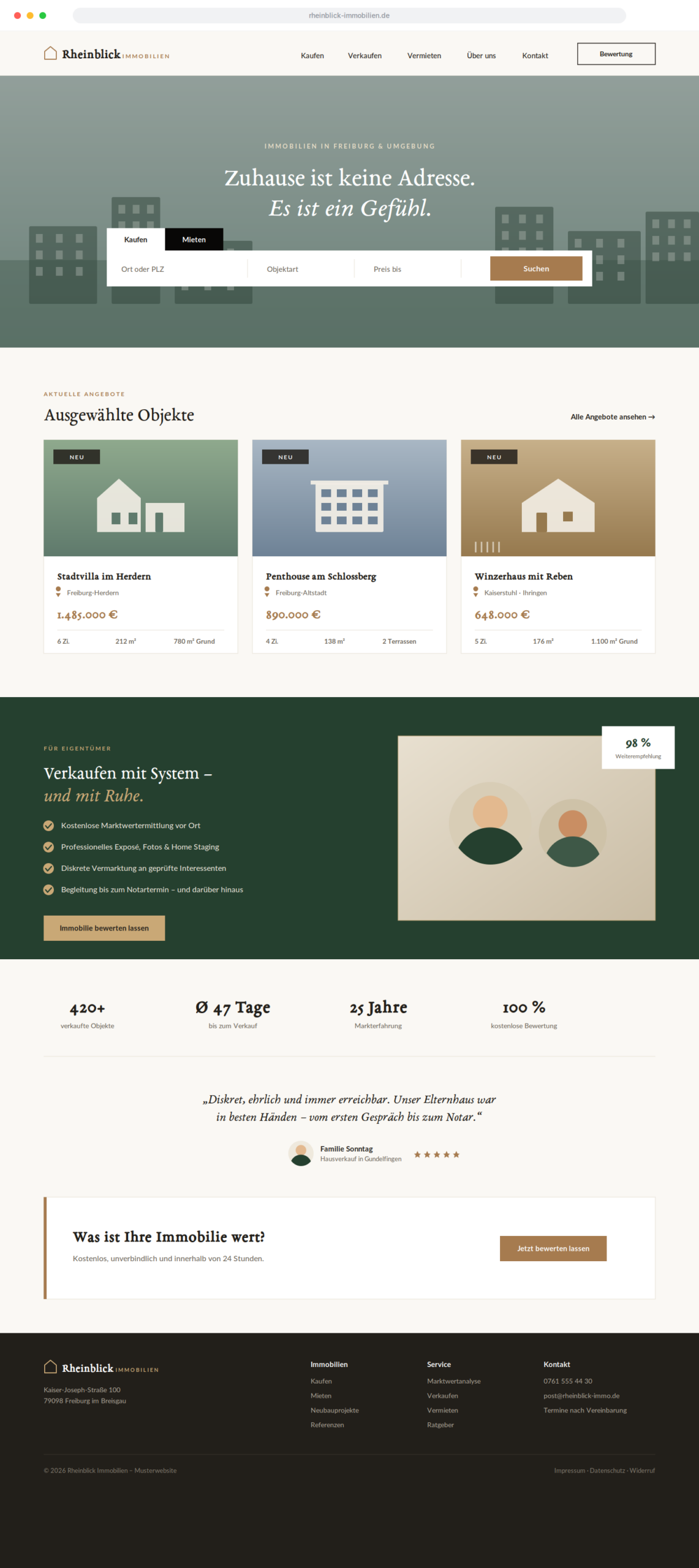 Immobilien-Musterwebsite-Screenshot
