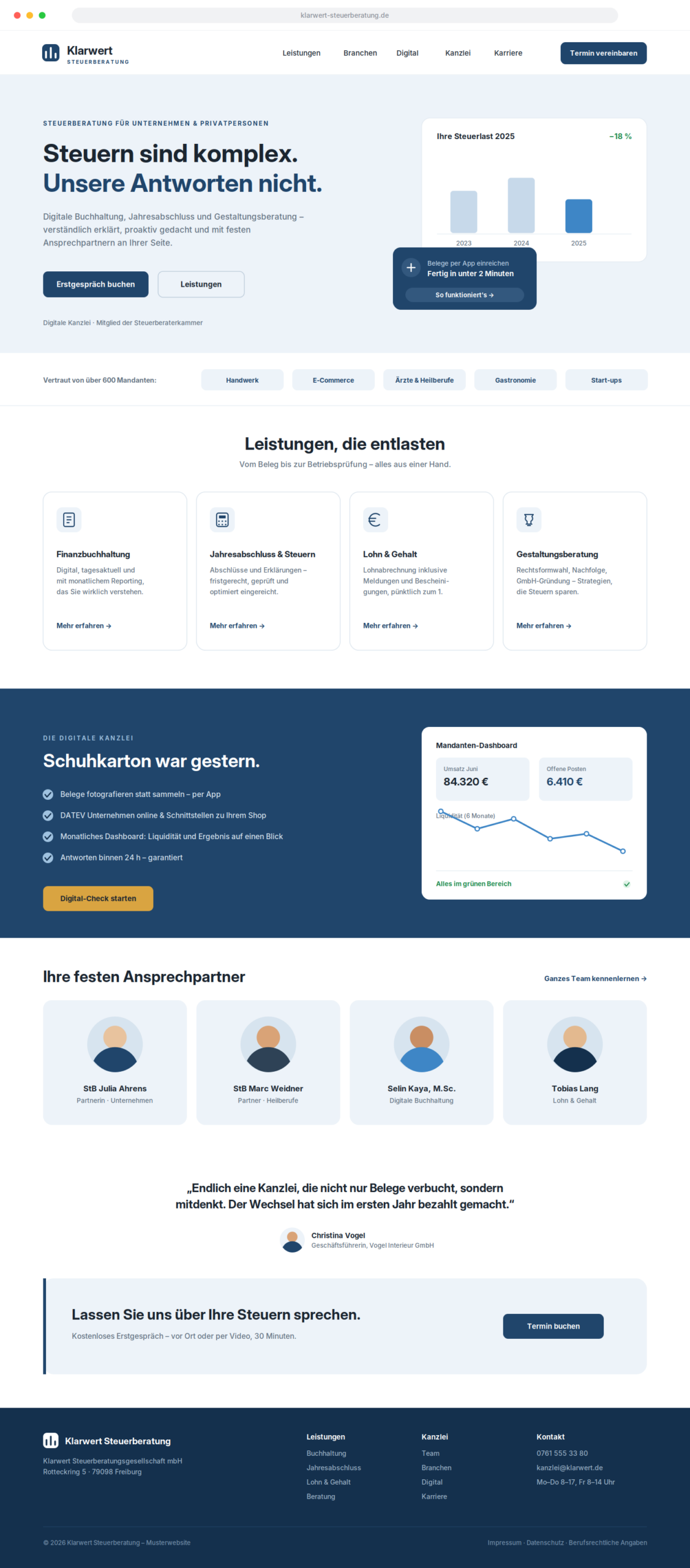 Steuerberatung-Musterwebsite-Screenshot
