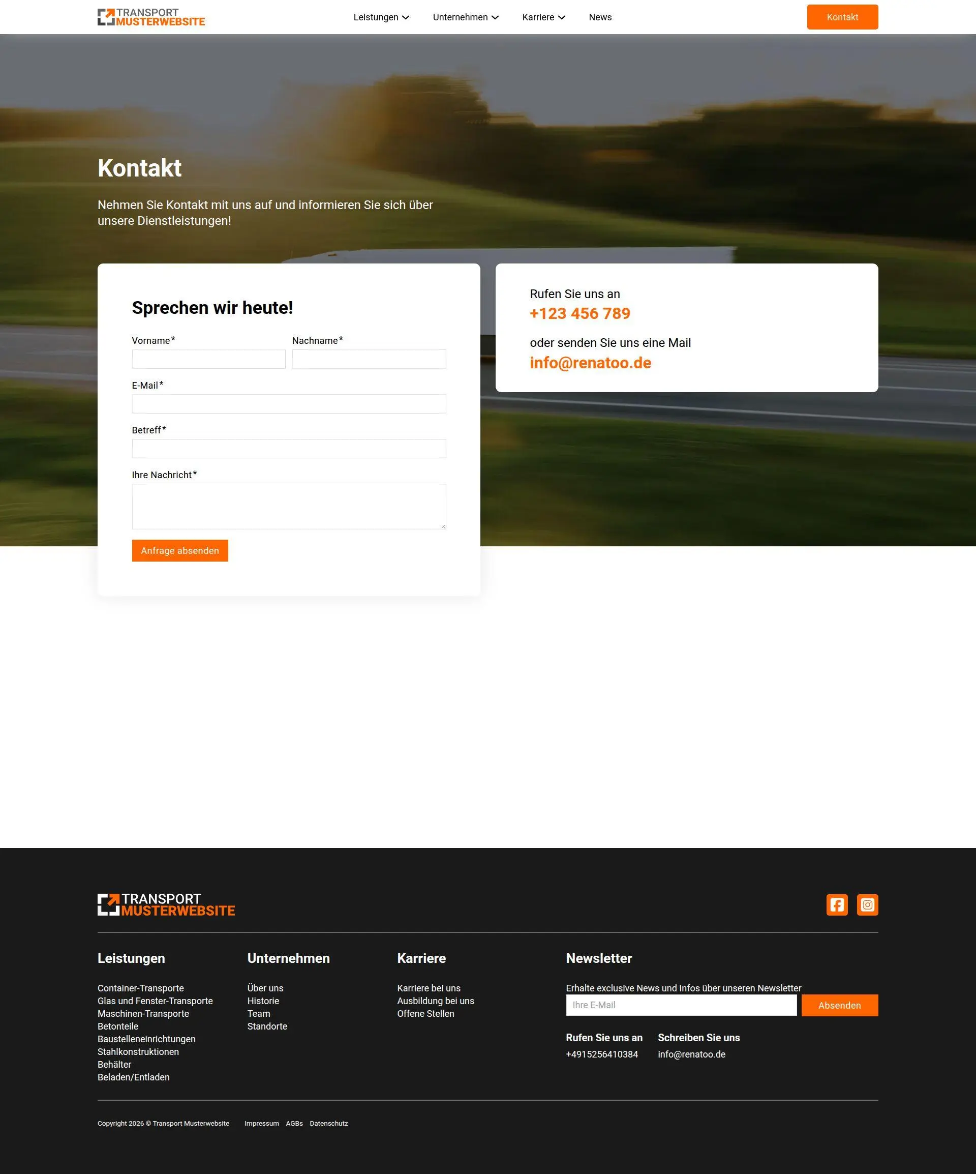 Transport Musterwebsite2 Transport Musterwebsite2